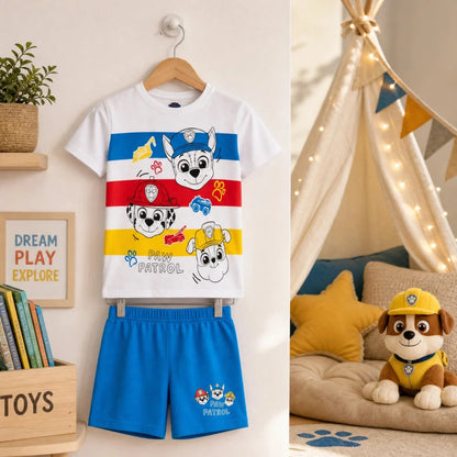 Paw Patrol Kinder Jungen kurzarm Schlafanzug Pyjama Shirt Shorts Gr. 98-128 - WS-Trend.de