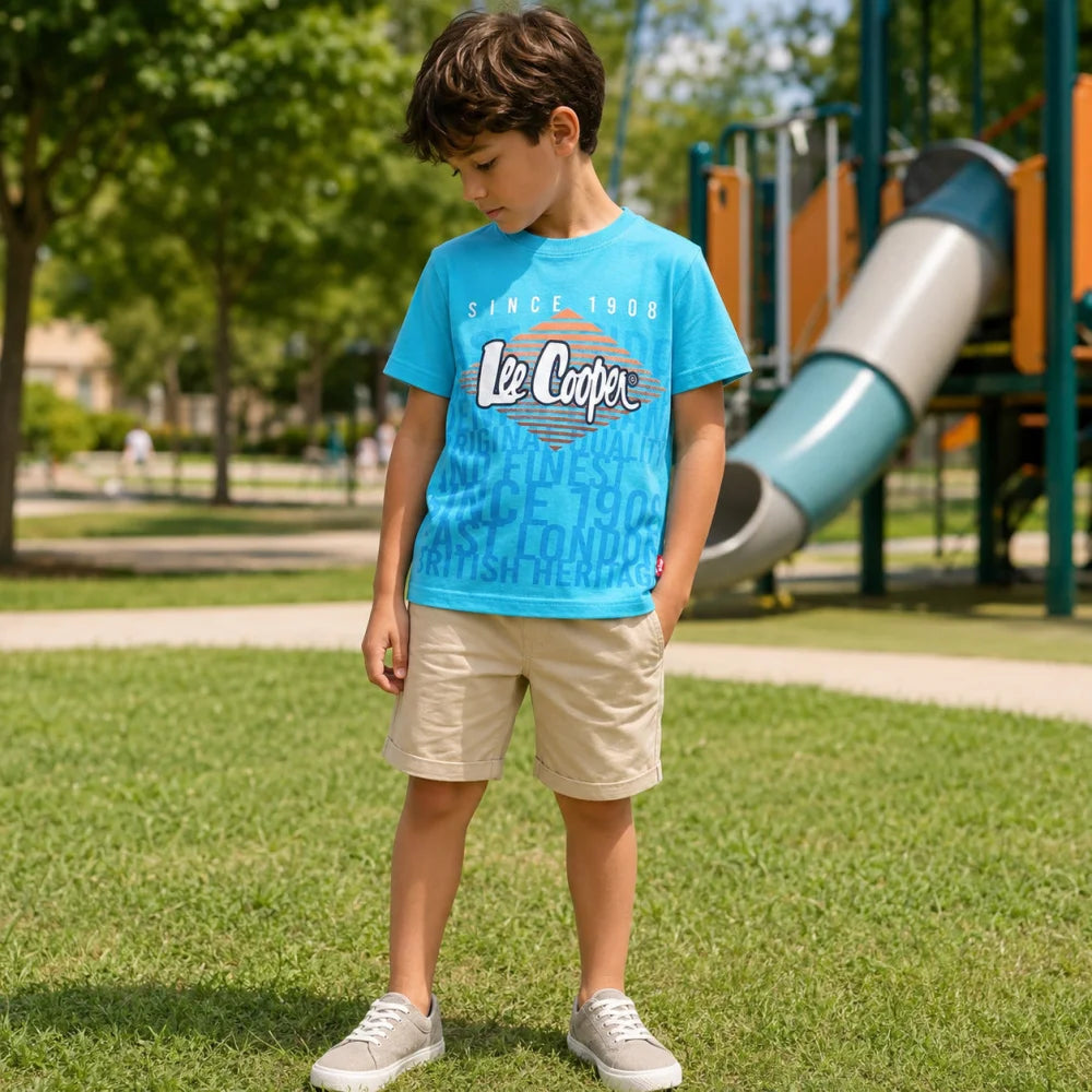 Lee Cooper Kinder Jungen T-Shirt Kurzarm Shirt 104-152 - 100% Baumwolle - WS-Trend.de
