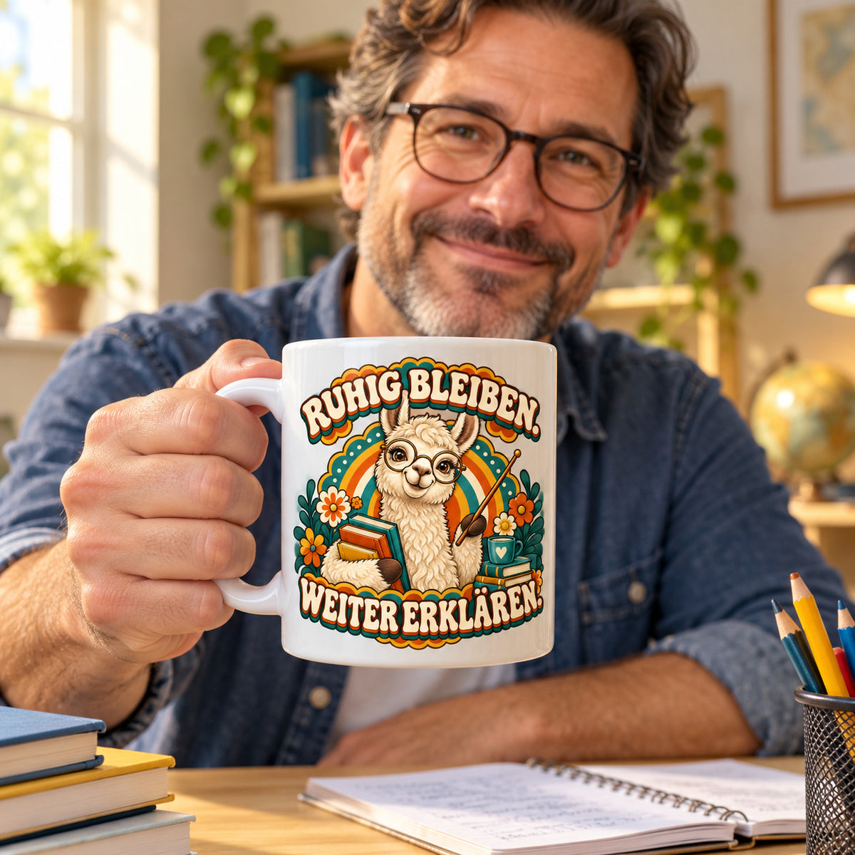 Lehrer Tasse Keramik 330 ml Geschenk Lehrerin Unterricht Spruch Kaffee