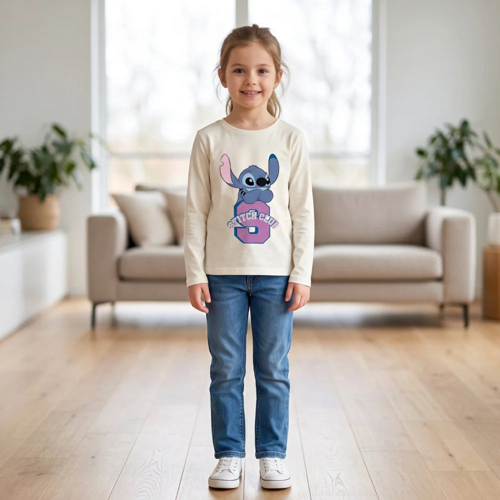 Print-Shirt Disney Stitch Kinder Mädchen Langarmshirt Shirt Gr. 98-128 - WS-Trend.de