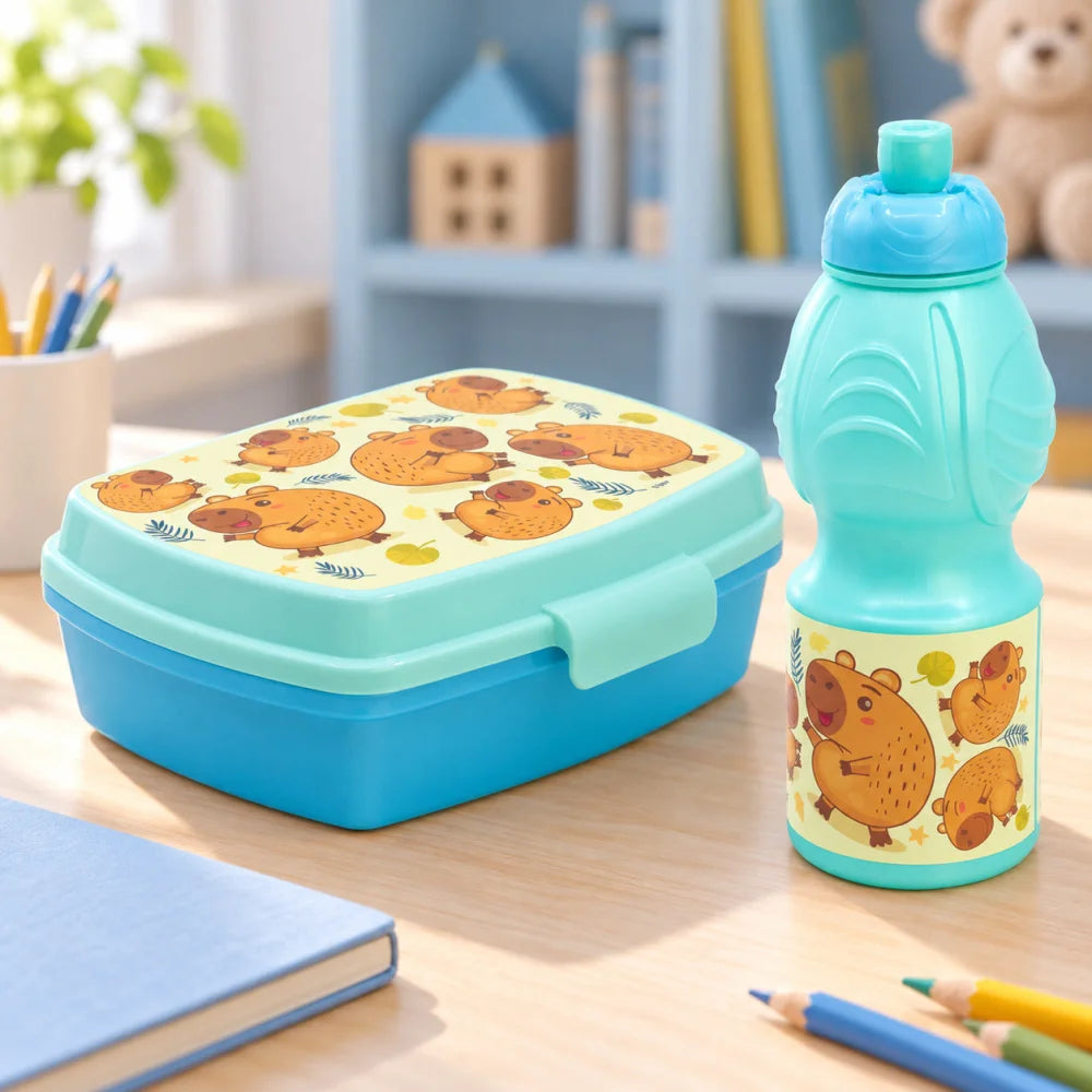 Storline Capibara 2 tlg Kinder Set Brotdose Trinkflasche 400 ml - WS-Trend.de