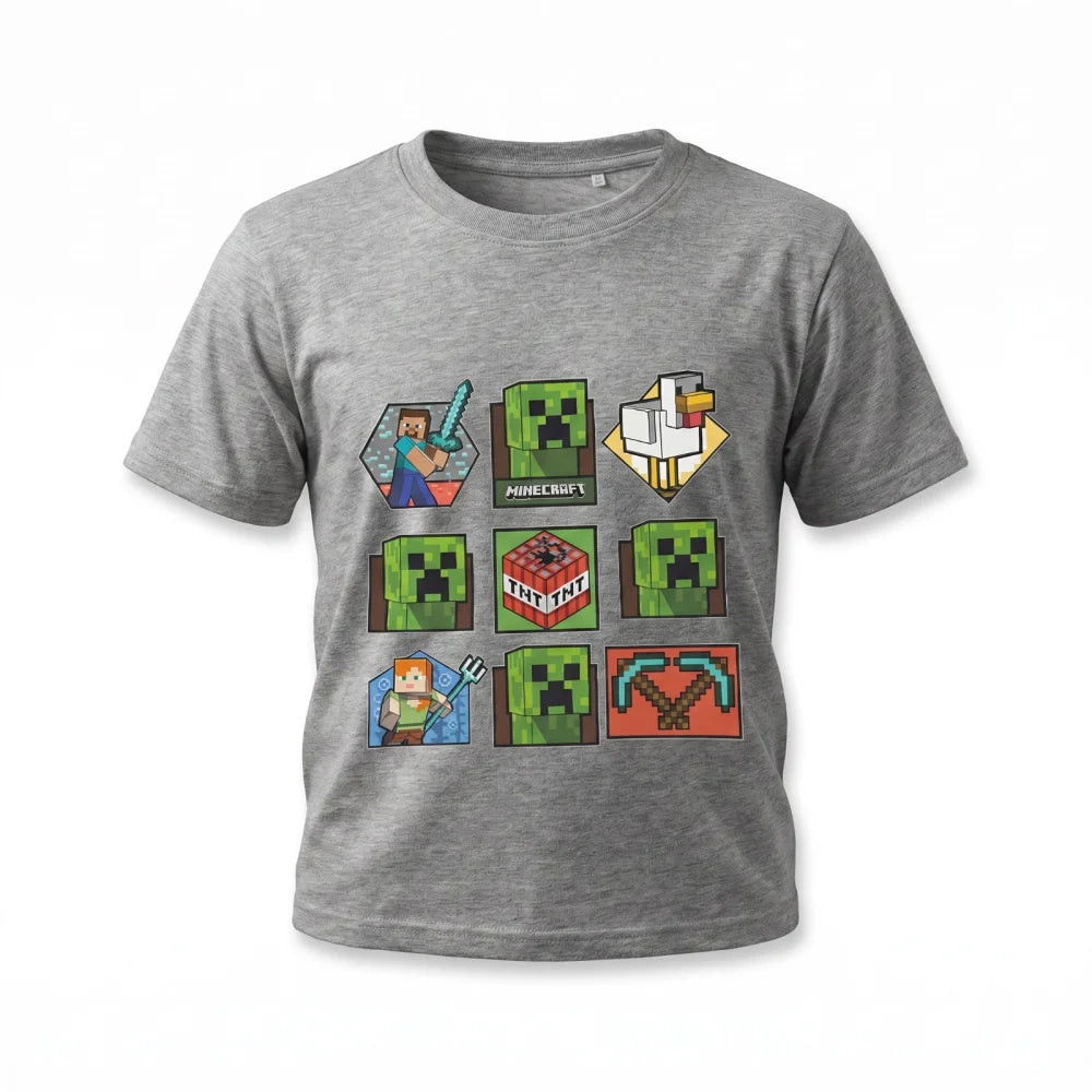 Minecraft Gamer Creeper Kinder T-Shirt Kurzarm Shirt Baumwolle 116 bis 146 - WS-Trend.de