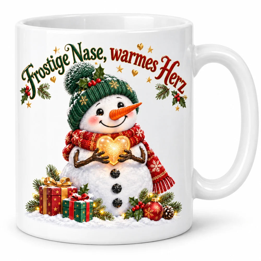 WS-Trend Warmes Herz Schneemann Tasse Keramik 330 ml festlich bedruckt - WS-Trend.de