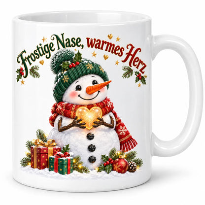 WS-Trend Warmes Herz Schneemann Tasse Keramik 330 ml festlich bedruckt - WS-Trend.de