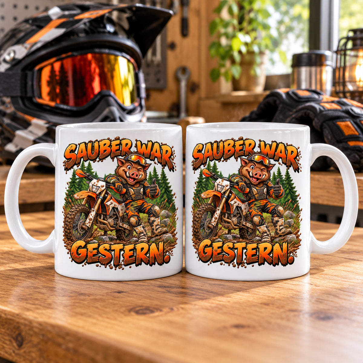 Motorrad Tasse Spruch Keramik 330ml Biker Geschenk beidseitig bedruckt