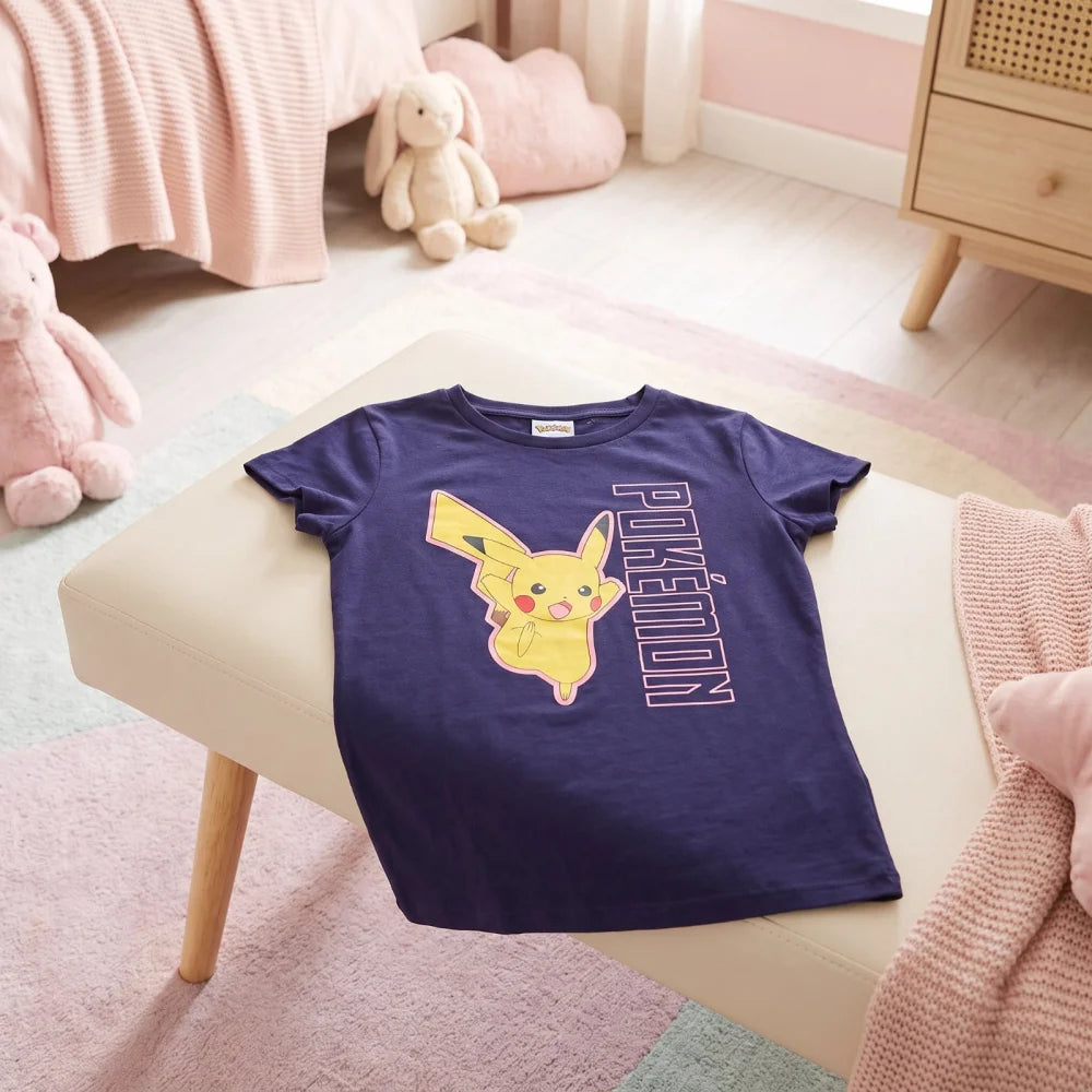 Pokemon Pikachu Kinder T-Shirt Kurzarm Shirt Baumwolle Gr. 110/116 100% Blau - WS-Trend.de