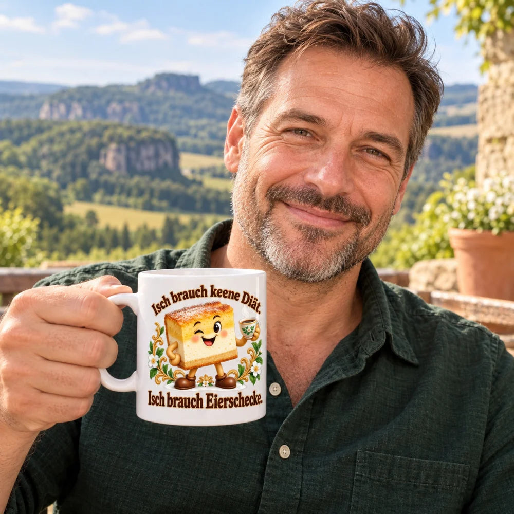 WS-Trend Eierschecke Tasse sächsischer Spruch Keramik 330 ml fürs Büro - WS-Trend.de