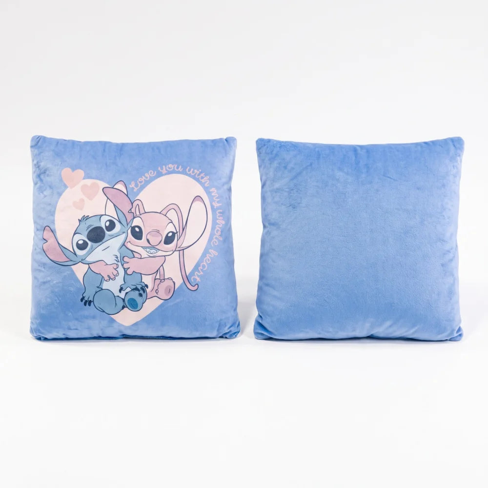 Disney Stitch und Angel Velourskissen 35x35x5 cm Love You Herz - WS-Trend.de