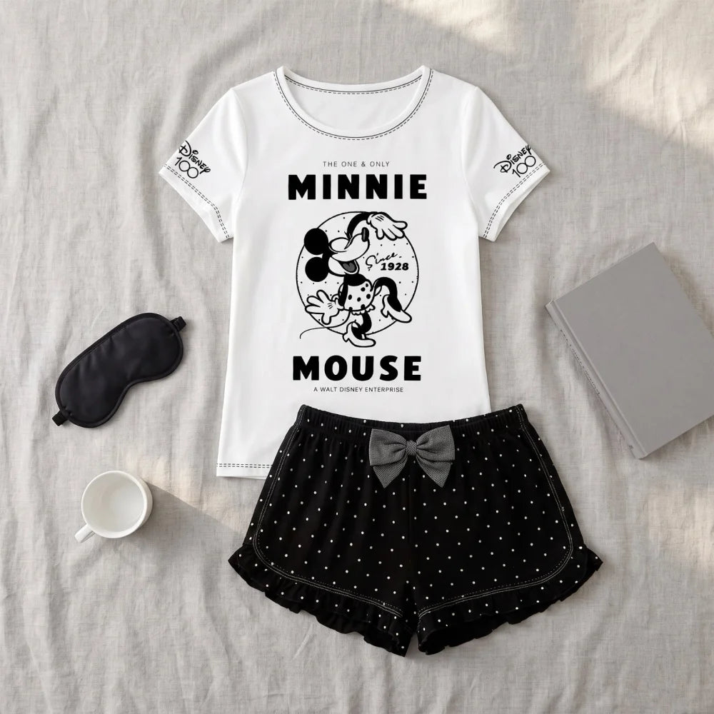 Schlafanzug Disney Minnie Maus Damen-Pyjama Set Kurzarm Shirt & Shorts S–XL - WS-Trend.de