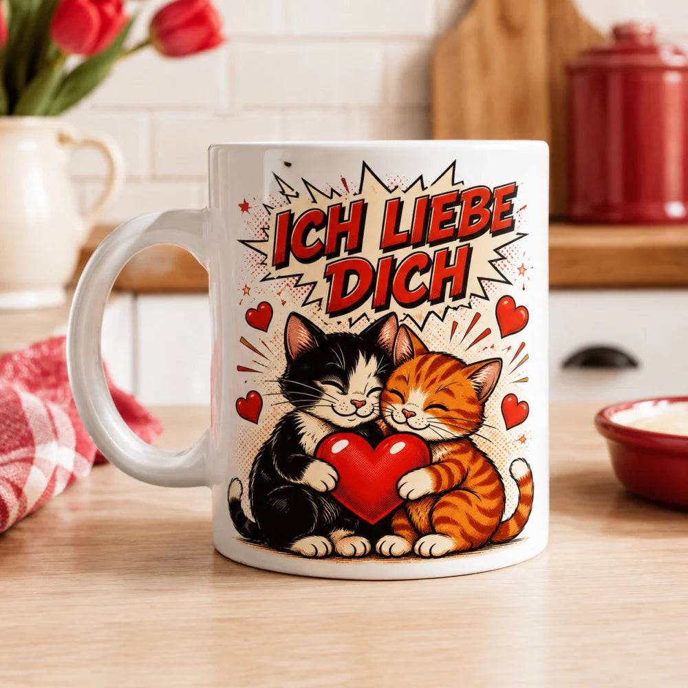 Liebestasse Tiermotiv - Kaffeetasse Geschenk fuer Partner 330 ml weiss - WS-Trend.de