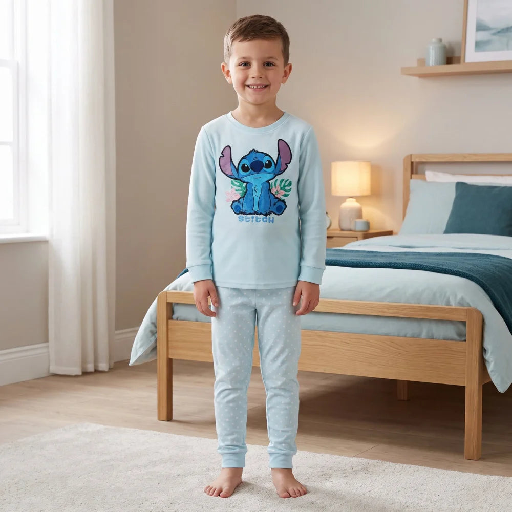 Schlafanzug Disney Stitch Kinder Jungen Velours langarm Pyjama Gr.104 - WS-Trend.de