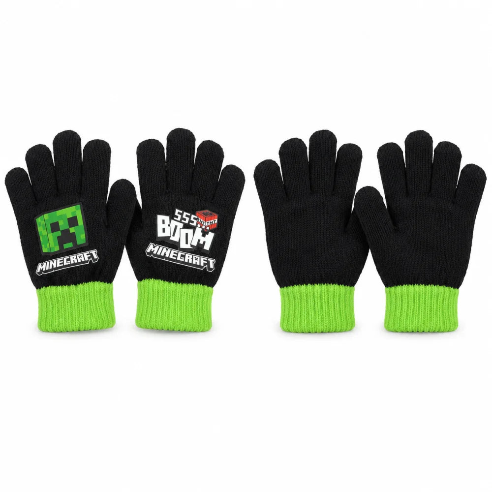 Minecraft Creeper Kinder-Strickhandschuhe Onesize ca. 6–8 Jahre - WS-Trend.de