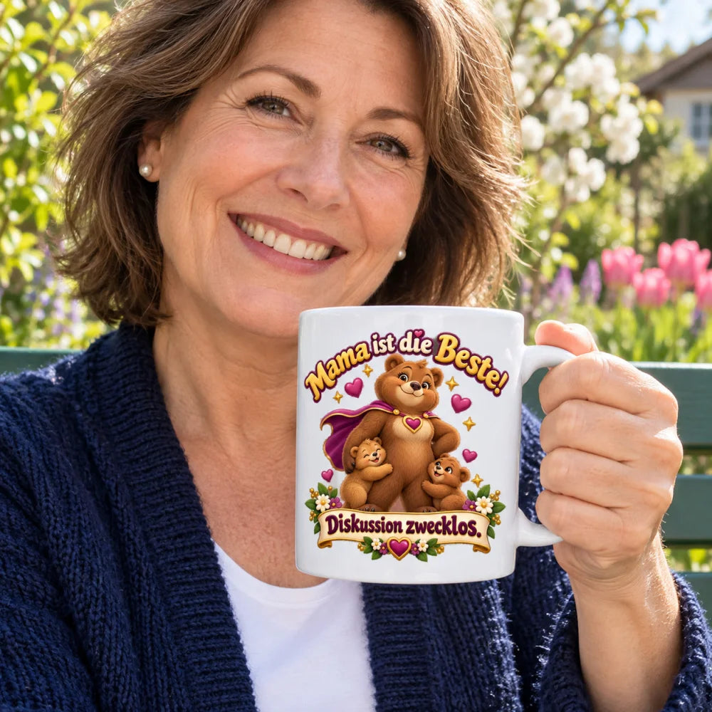 WS-Trend Bärenmama Kaffeetasse Keramik 330 ml Mama Geschenk mit Spruch - WS-Trend.de