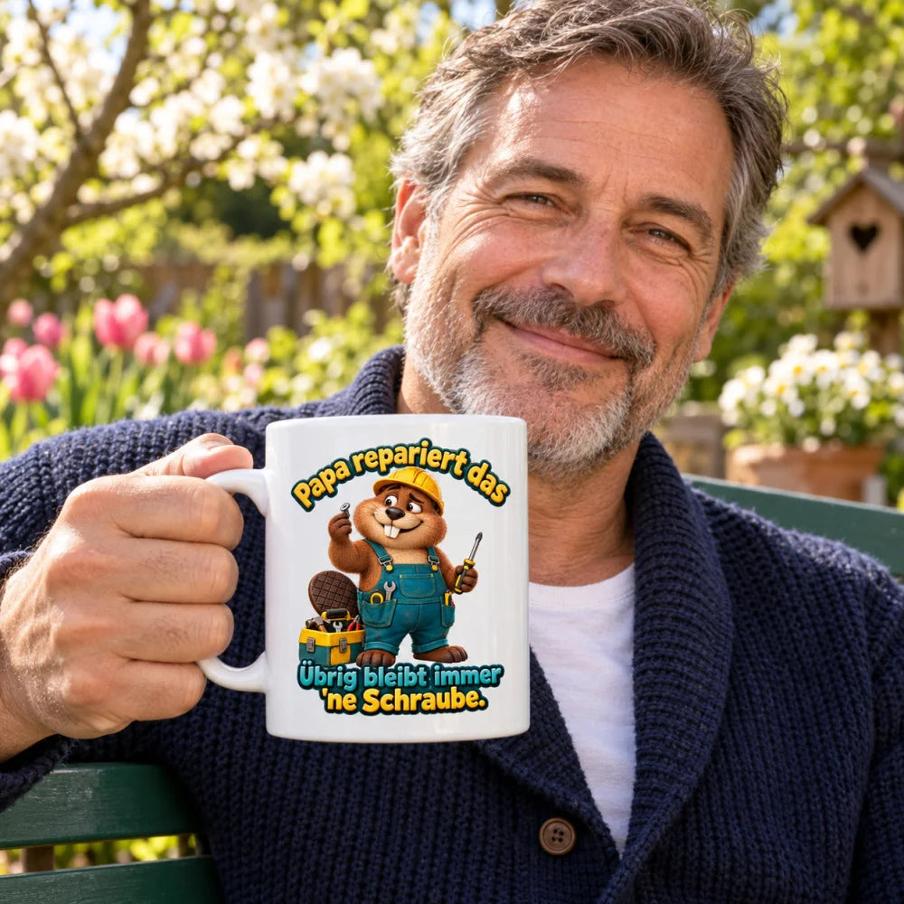 WS-Trend Biberpapa Tasse Keramik 330 ml Geschenk für Papa zum Vatertag - WS-Trend.de
