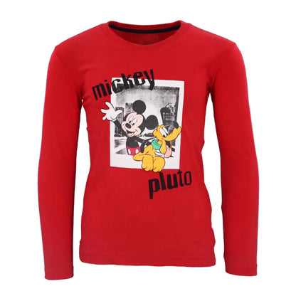 Print-Shirt Disney Mickey Maus Kinder Jungen Langarm Shirt Langarmshirt Gr. 98-128 - WS-Trend.de
