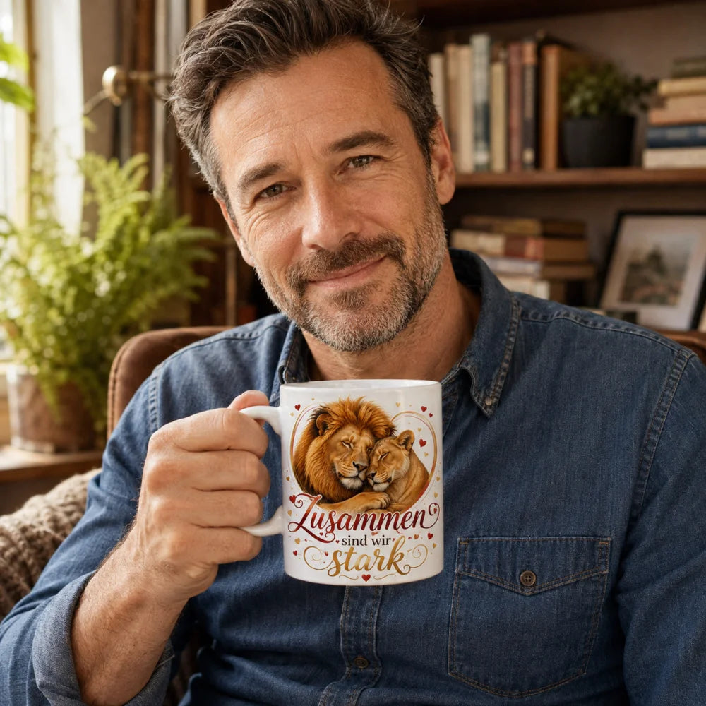 Löwen-Tasse für Lieblingsmenschen - Geschenk zum Jahrestag weiß 330 ml - WS-Trend.de