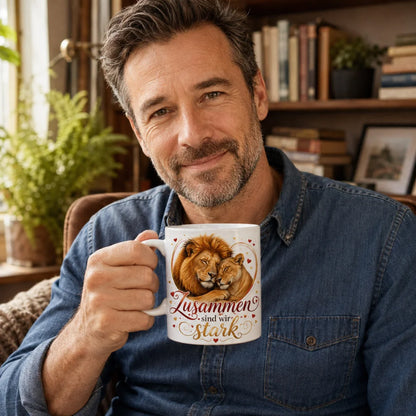 Löwen-Tasse für Lieblingsmenschen - Geschenk zum Jahrestag weiß 330 ml - WS-Trend.de