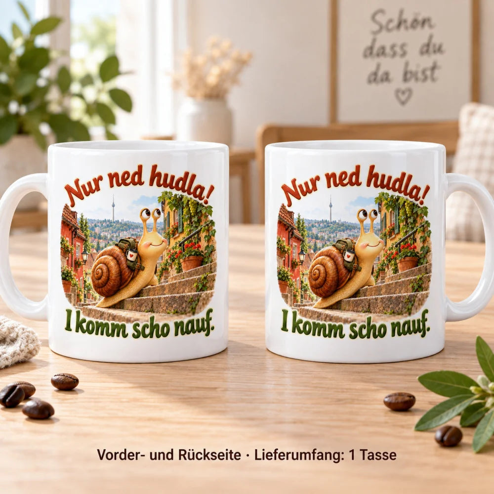 WS-Trend Stäffele Schnecke Tasse Schwaben Spruch Keramik 330 ml lustig - WS-Trend.de
