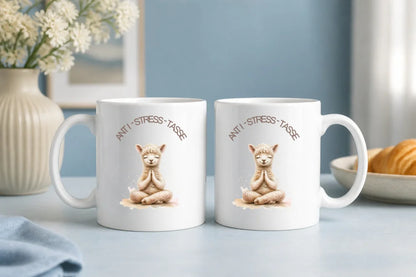 Anti-Stress-Tasse Alpaka Aquarell 325 ml Keramik Geschenk - WS-Trend.de