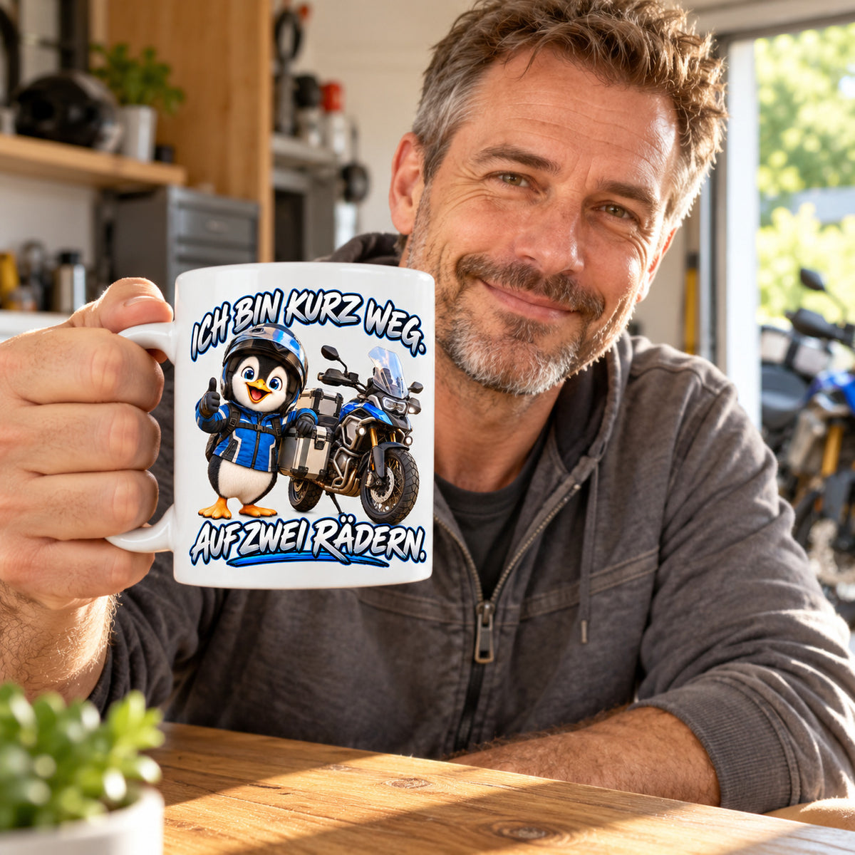 Motorrad Tasse Spruch Keramik 330ml Biker Geschenk beidseitig bedruckt
