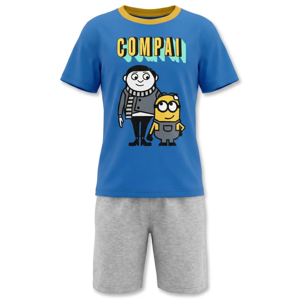 Die Minions Gru Kinder Jungen Pyjama Schlafanzug Baumwolle 104-134 Blau Weiß - WS-Trend.de