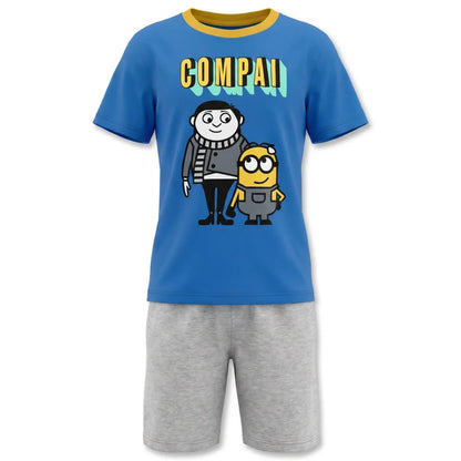 Die Minions Gru Kinder Jungen Pyjama Schlafanzug Baumwolle 104-134 Blau Weiß - WS-Trend.de
