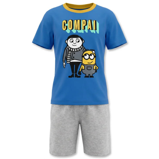 Die Minions Gru Kinder Jungen Pyjama Schlafanzug Baumwolle 104-134 Blau Weiß - WS-Trend.de