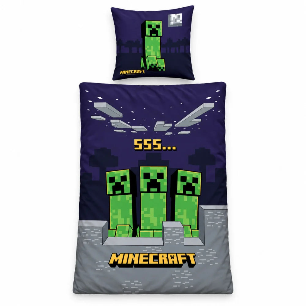 Minecraft Creeper Wendebettwäsche 135-140x200 + 65x65 cm - WS-Trend.de