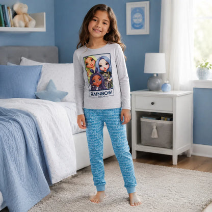 Rainbow High Mädchen Kinder Langarm-Schlafanzug Pyjama 98–110 Baumwolle - WS-Trend.de