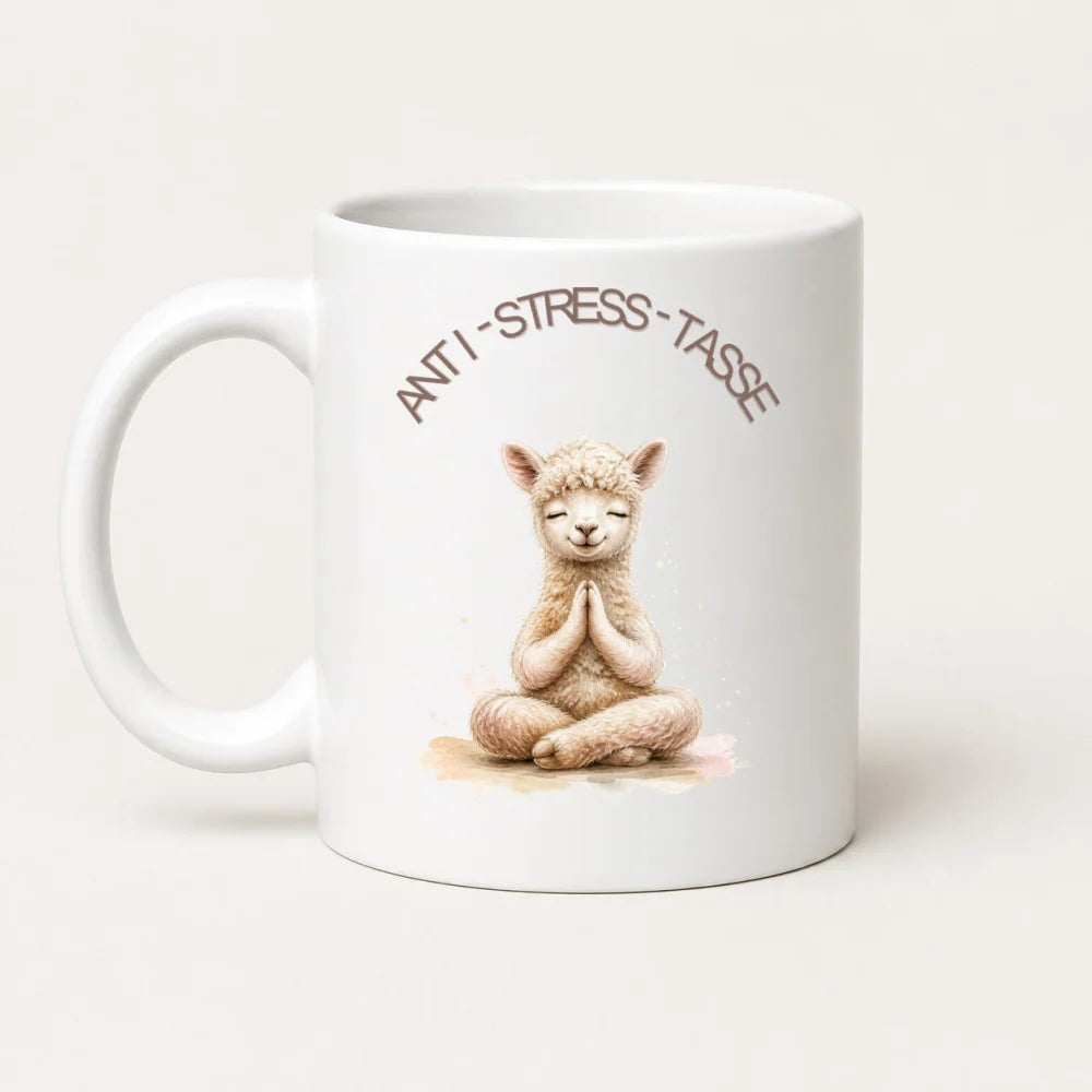 Anti-Stress-Tasse Alpaka Aquarell 325 ml Keramik Geschenk - WS-Trend.de