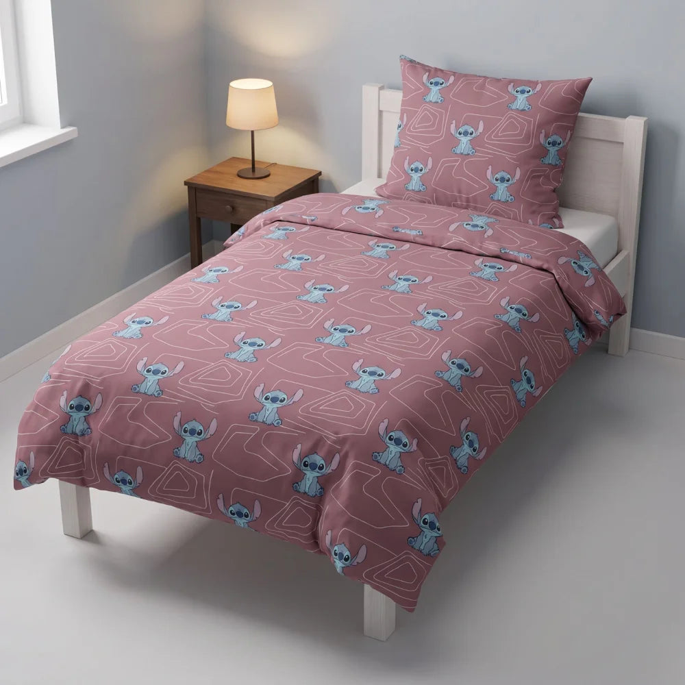 Disney Stitch und Angel Flanell-Bettwäsche 135-140x200 + 65x65 cm - WS-Trend.de