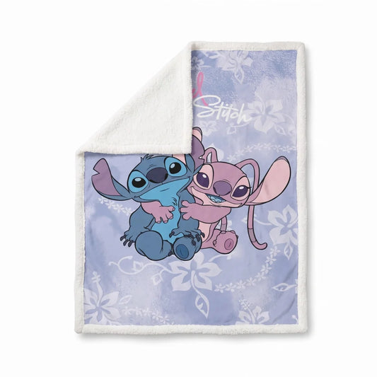 Disney Stitch und Angel Flanell-Kuscheldecke 120x150 cm Blumenmotiv - WS-Trend.de
