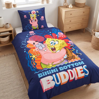 SpongeBob und Patrick Bettwäsche 2-teilig 135-140x200 + 65x65 cm - WS-Trend.de