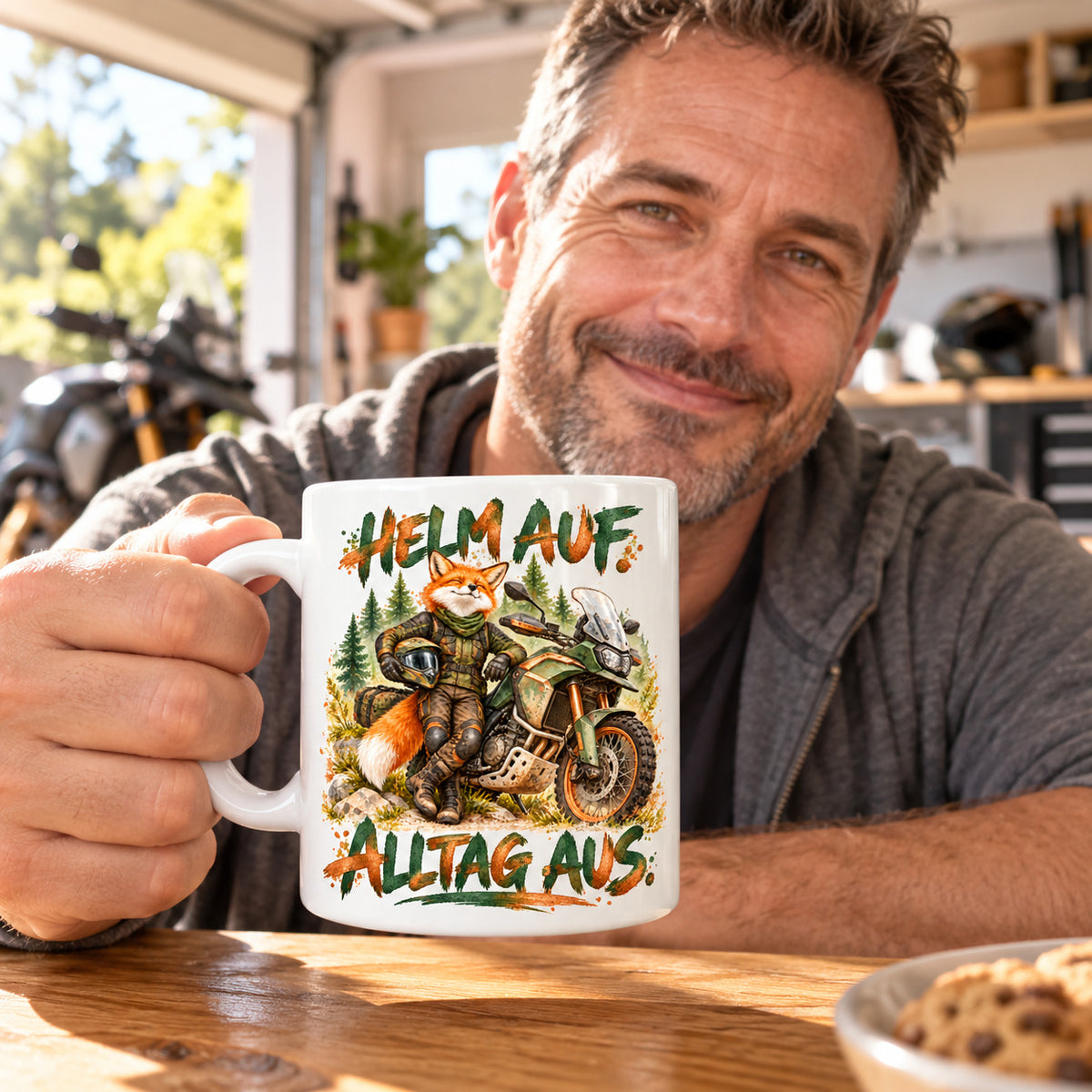Motorrad Tasse Spruch Keramik 330ml Biker Geschenk beidseitig bedruckt