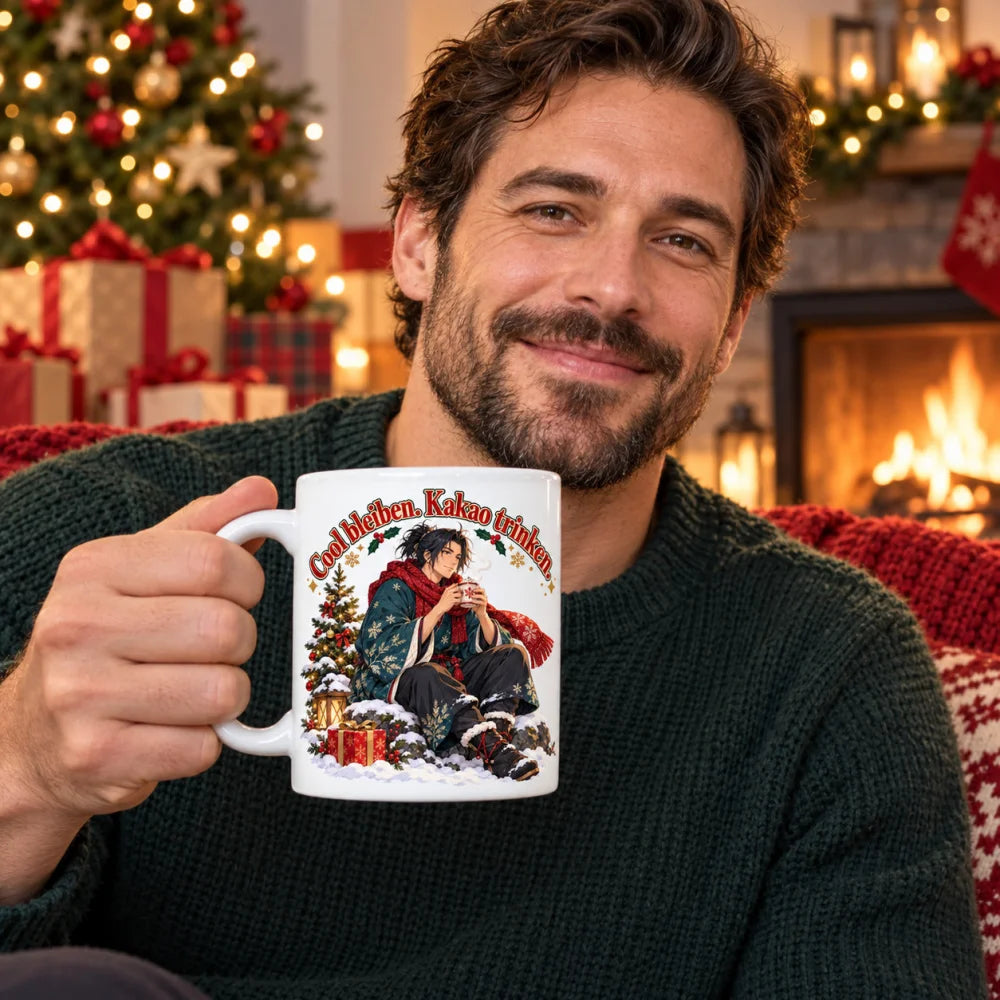 WS-Trend Snow-Samurai Anime Weihnachtstasse 330 ml mit lustigem Spruch - WS-Trend.de