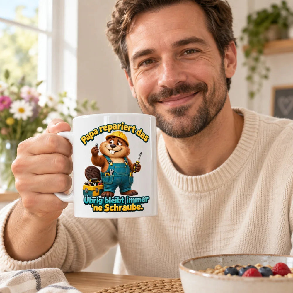 WS-Trend Biberpapa Tasse Keramik 330 ml Geschenk für Papa zum Vatertag - WS-Trend.de
