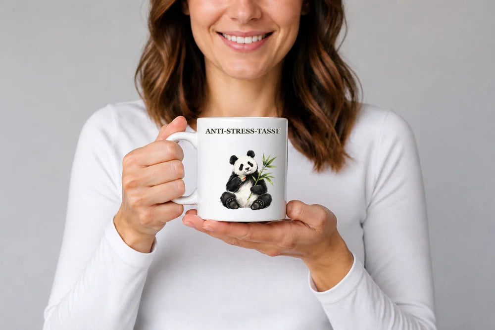 Anti-Stress-Tasse Panda – Sumi-e Keramikbecher 325 ml - WS-Trend.de