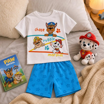 Paw Patrol Chase Kinder Jungen Schlafanzug Pyjama kurz Nachtwäsche 98-128 - WS-Trend.de