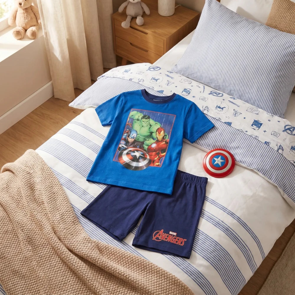 Marvel Avengers Jungen Schlafanzug Pyjama Shirt Shorts Gr. 98-128 Baumwolle - WS-Trend.de