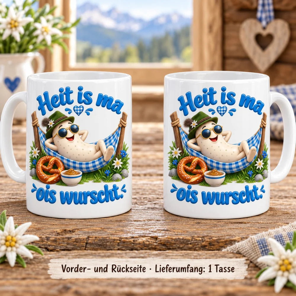 WS-Trend Weißwurst Becher mit bayerischem Spruch Keramik 330 ml lustig - WS-Trend.de