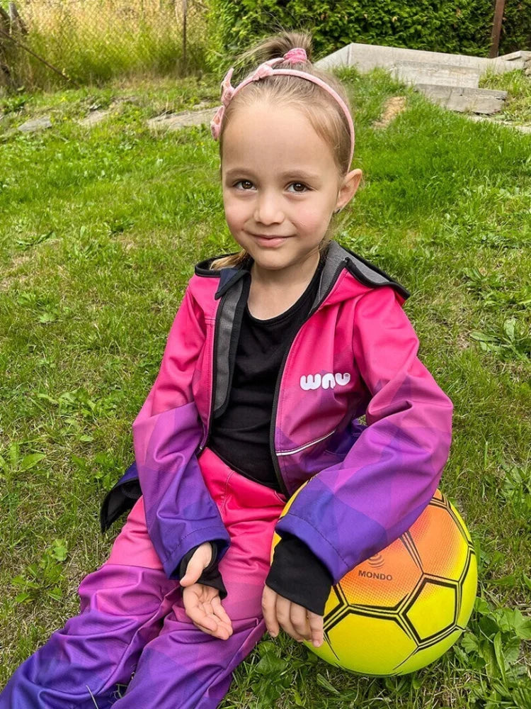 Softshelljacke WAMU Die Mosaic Kinder Jacke mit Kapuze Gr. 104-110 - WS-Trend.de