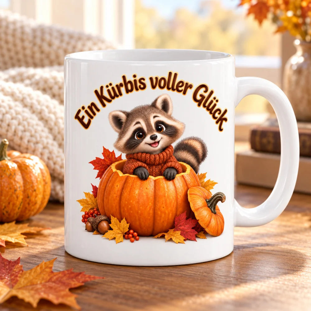 WS-Trend Herbst Tasse Waschbär mit Spruch Keramik 330 ml - WS-Trend.de