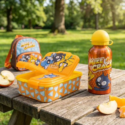 Mikecrack 2 tlg Kinder Set 3 Kammern Brotdose Alu-Trinkflasche 400 ml - WS-Trend.de