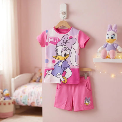 Disney Daisy Duck Kinder Mädchen Sommerset Shorts plus T-Shirt 98-128 Rosa Pink - WS-Trend.de