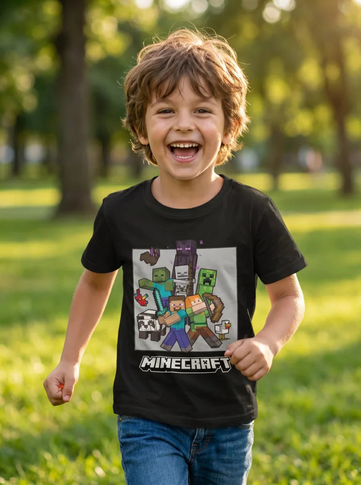 Minecraft Gamer Creeper Kinder T-Shirt Kurzarm Shirt Gr. 116-146 100% Baumwolle - WS-Trend.de