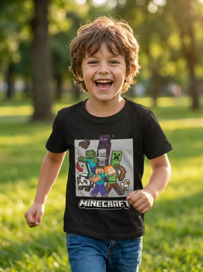 Minecraft Gamer Creeper Kinder T-Shirt Kurzarm Shirt Gr. 116-146 100% Baumwolle - WS-Trend.de