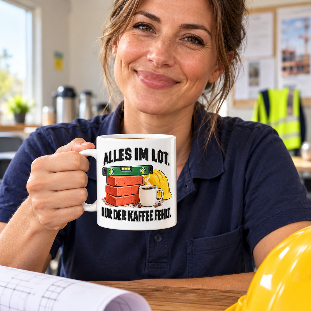 Baustellen Tasse Spruch Keramik 330 ml Geschenk Bauarbeiter beidseitig