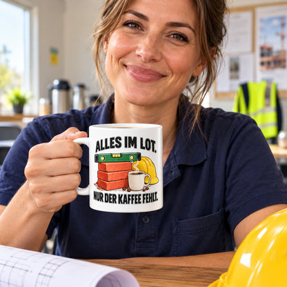 Baustellen Tasse Spruch Keramik 330 ml Geschenk Bauarbeiter beidseitig
