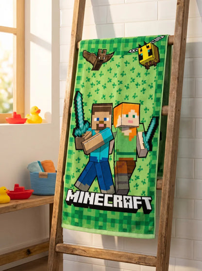 MInecraft Gamer Steve Alex Creeper Mikrofaser Badetuch Strandtuch XL 70x140 cm - WS-Trend.de