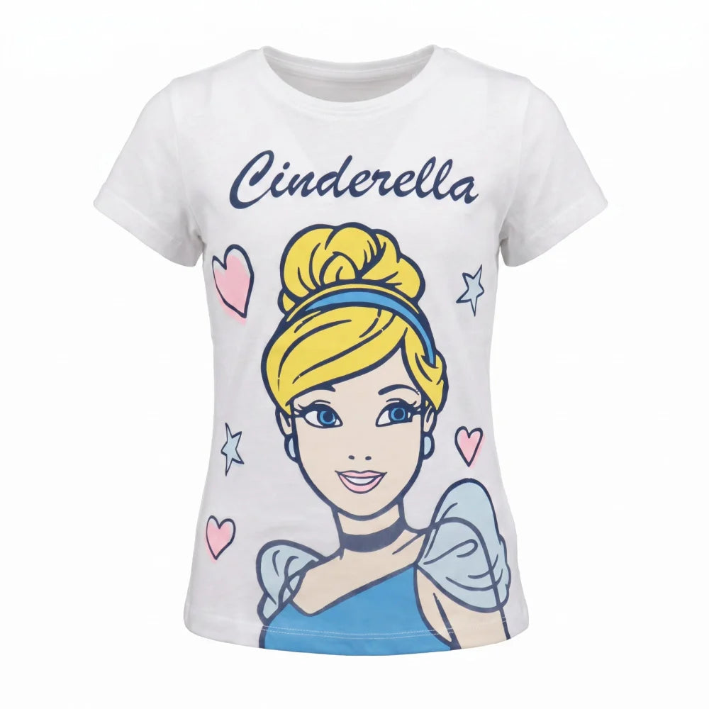 Disney Cinderella T-Shirt Kinder Mädchen Top 98 - 128 Baumwolle Hellblau o Weiß - WS-Trend.de